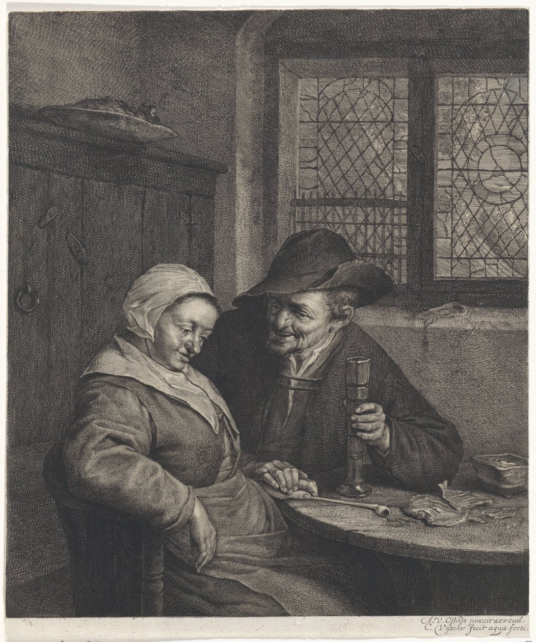 starsza para Słone Scholletje autorstwa Cornelis Visscher (II)