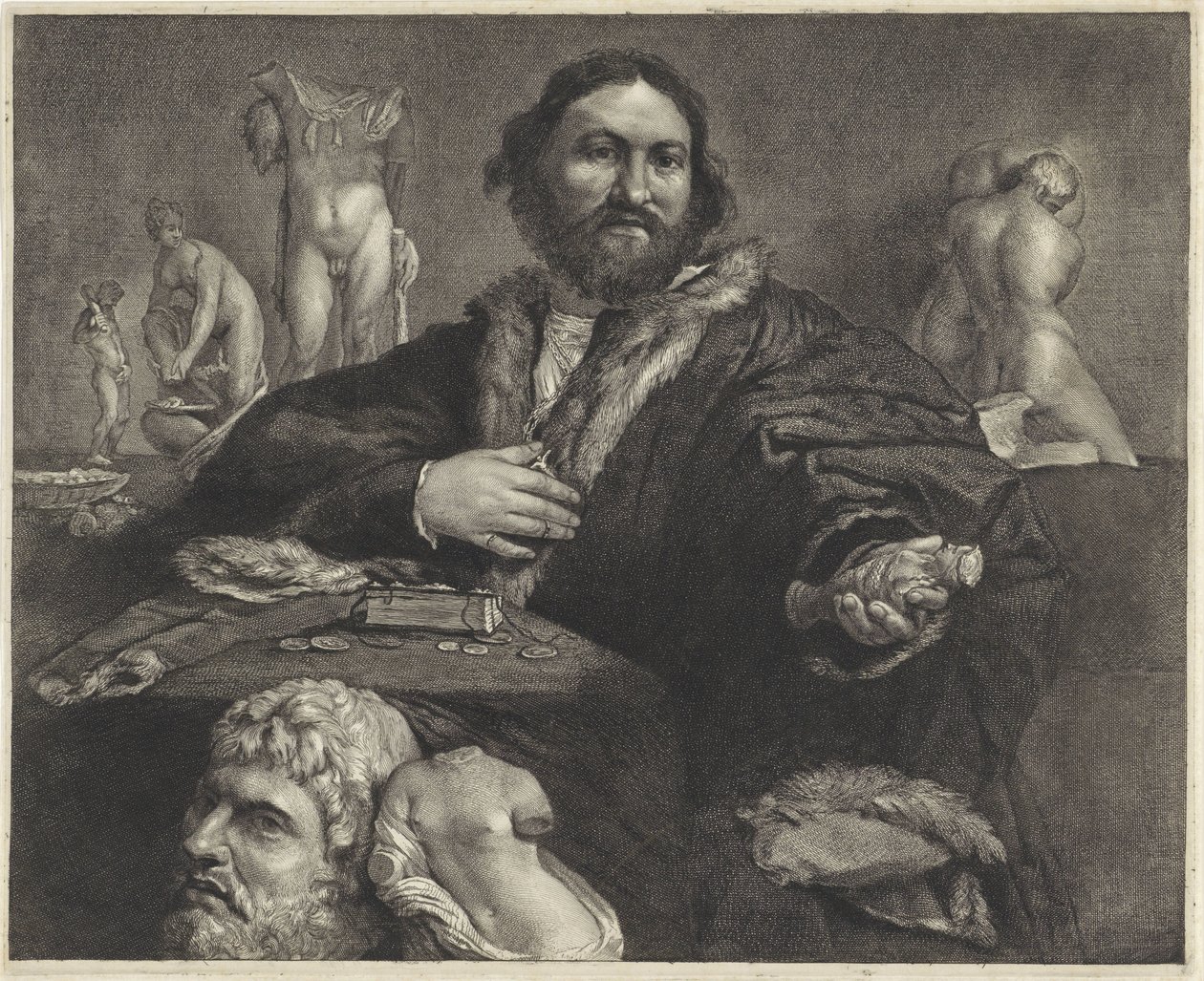 Portret kolekcjonera Andrei Odoni Portret van Andrei Odoni autorstwa Cornelis Visscher (II)