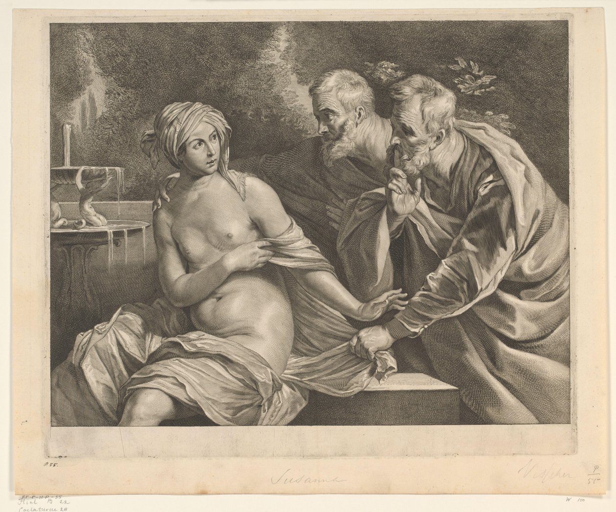 Susanna en de ouderlingen Chelatacje (tytuł serii) autorstwa Cornelis Visscher (II)
