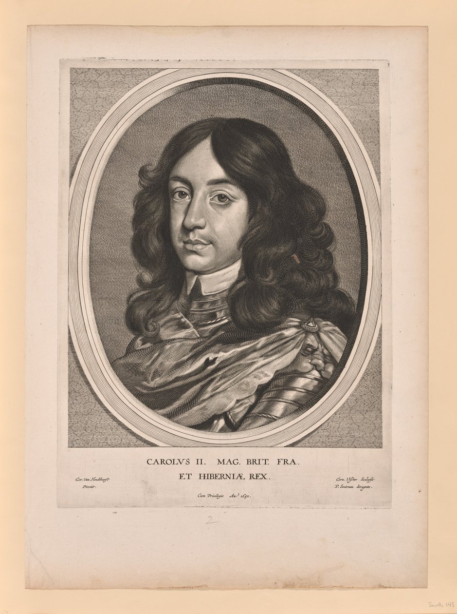 Karol II, król Anglii, z Effigies Variae... autorstwa Cornelis Visscher