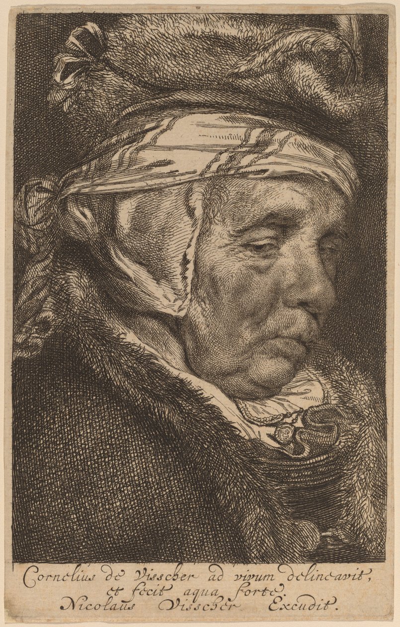 Głowa starej kobiety (matka Visschera) autorstwa Cornelis Visscher