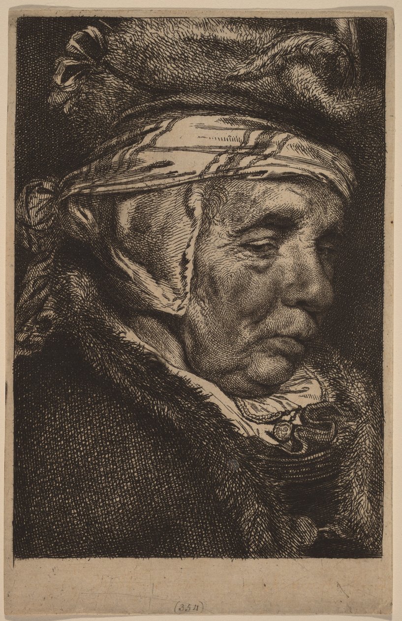 Głowa starszej kobiety (matka Visschera) autorstwa Cornelis Visscher