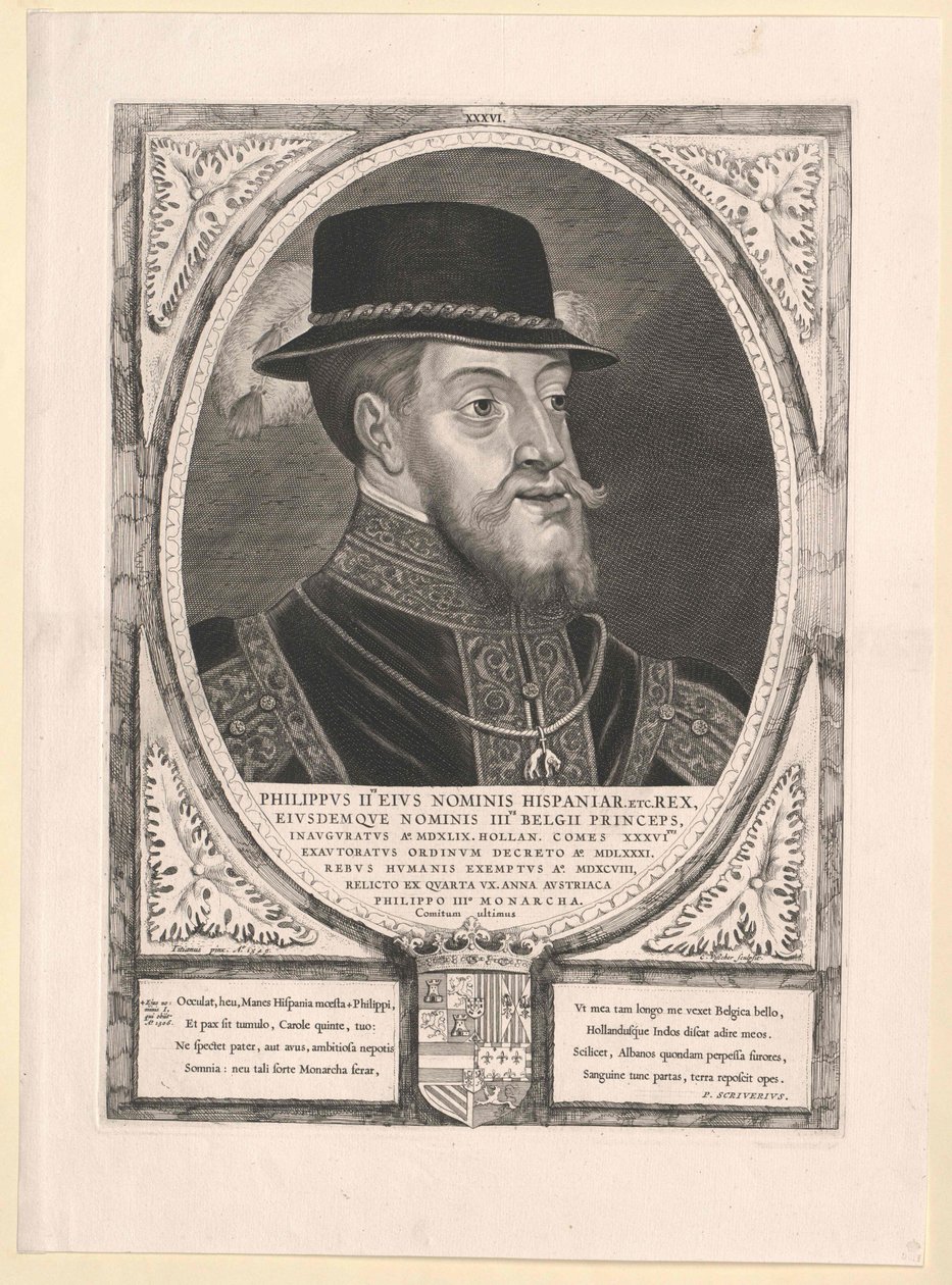 Król Hiszpanii Filip II (druk) autorstwa Cornelis Visscher