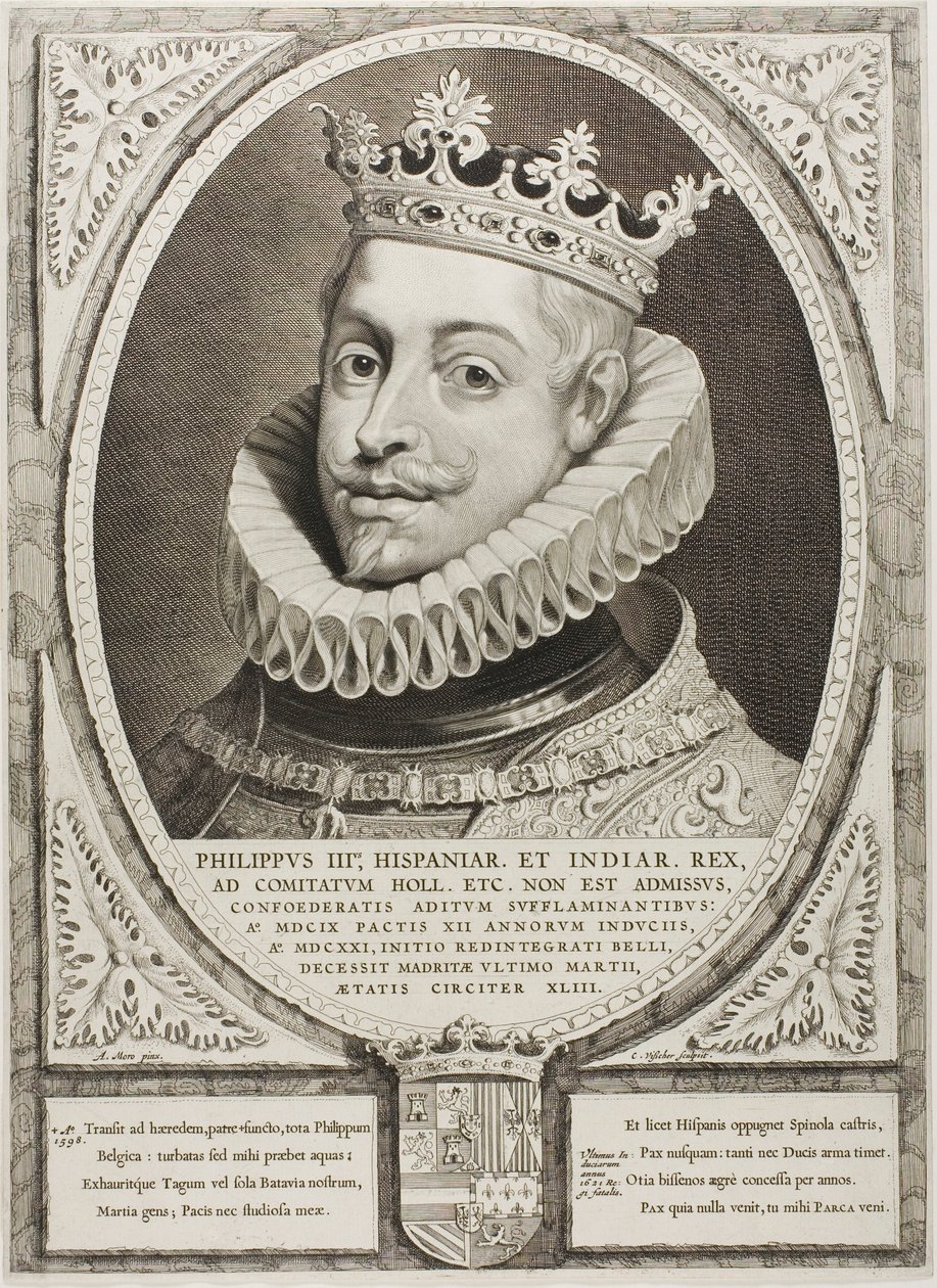 Filip III, król Hiszpanii, od Principes Hollandiae, Zelandiae, et Frisiae autorstwa Cornelis Visscher