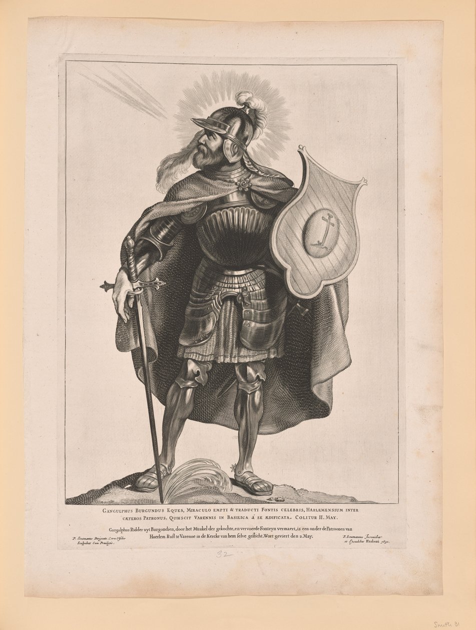 Święty Gangulphus, ze świętych północnych i południowych Niderlandów autorstwa Cornelis Visscher