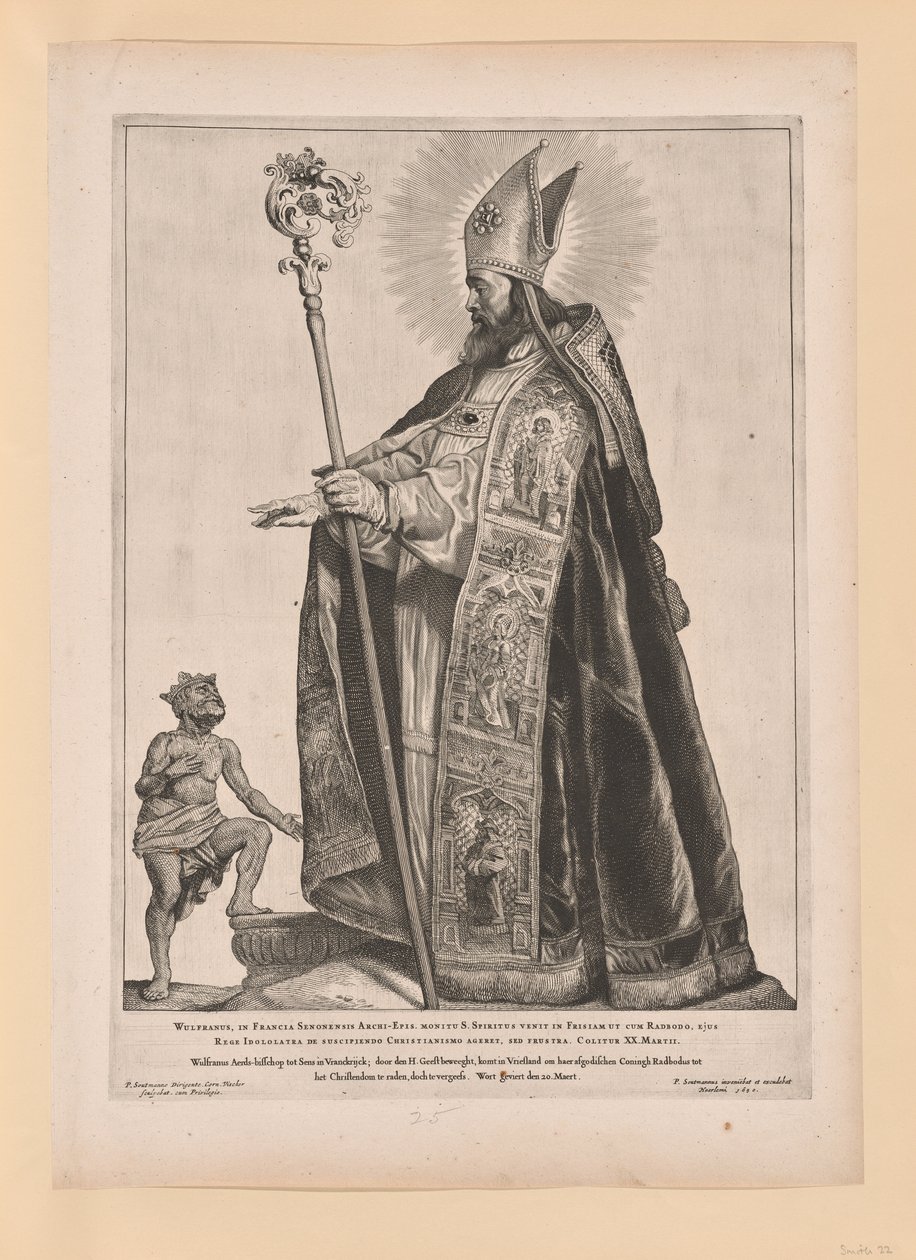 Święty Swithbert, od świętych północnych i południowych Niderlandów autorstwa Cornelis Visscher