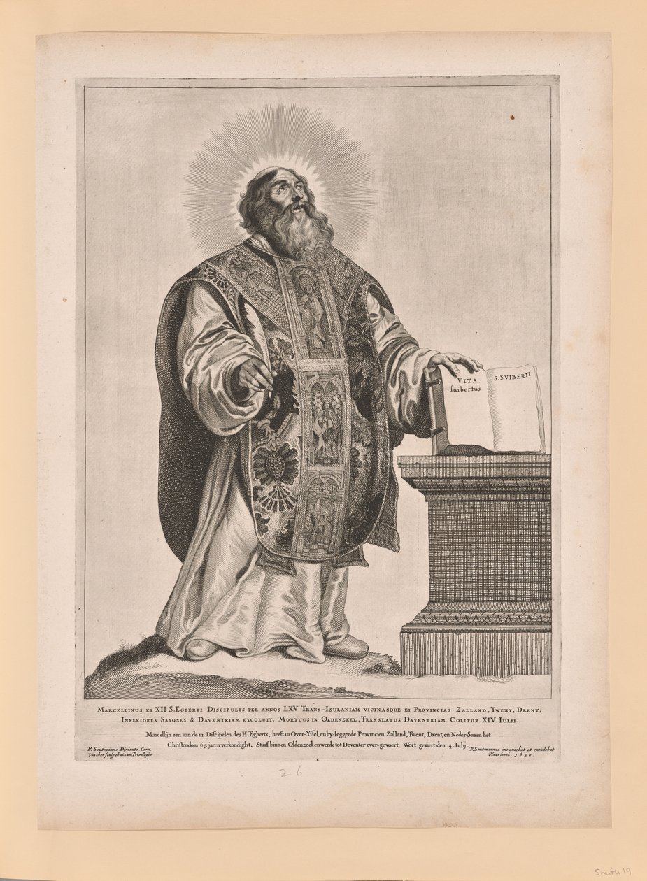 Święty Wulfram, ze świętych północnych i południowych Niderlandów autorstwa Cornelis Visscher