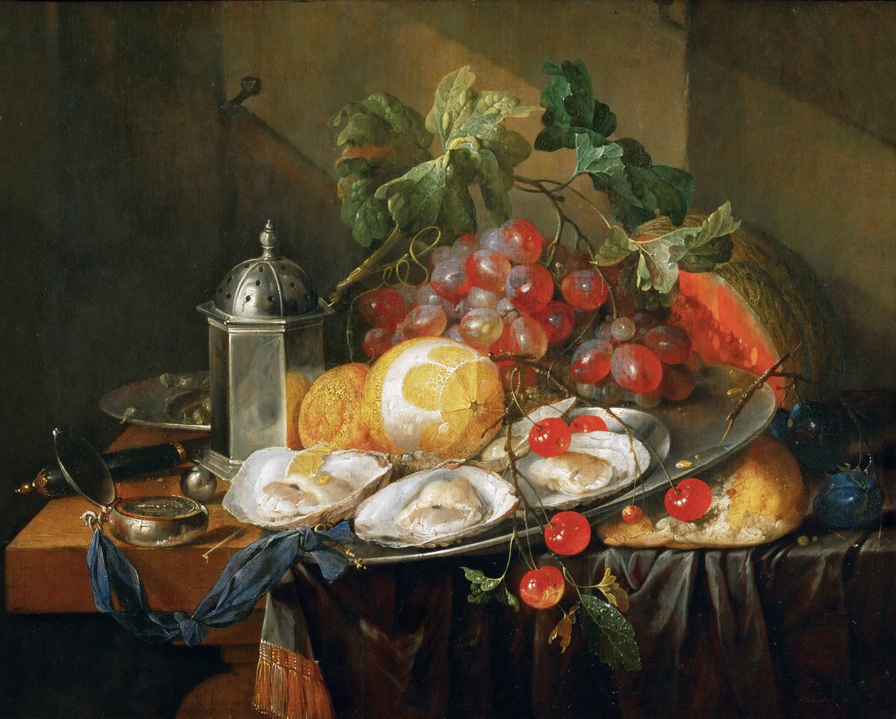 Martwa natura śniadania - Martwa natura śniadaniowa, Heem, Cornelis, de (1631-1695). olej na drewnie autorstwa Cornelis de Heem
