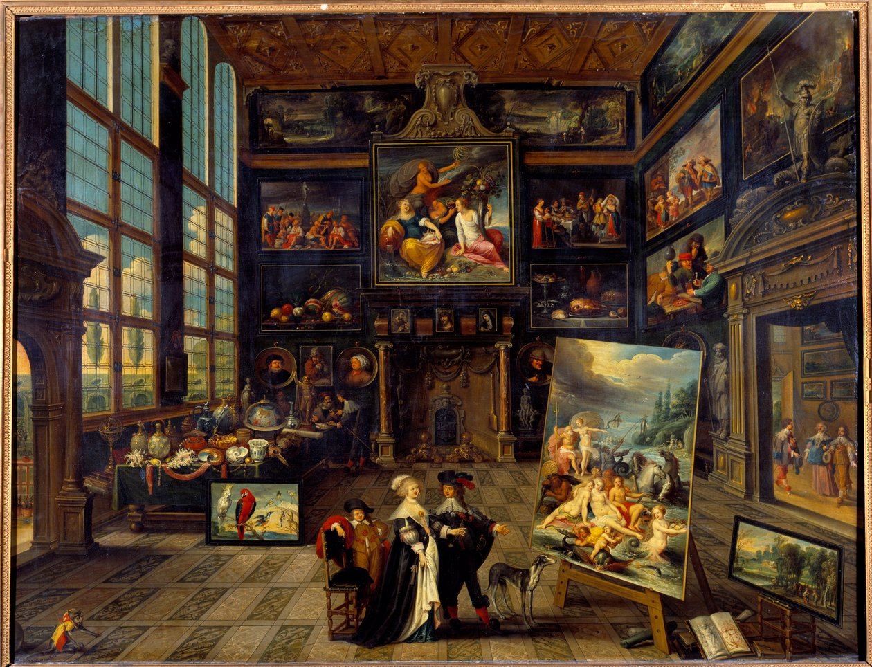 Widok wnętrza galerii obrazów i dzieł sztuki Obraz Cornelisa de Baellieur (1607-1671) 1637 nd. 0,99x1,23 m² autorstwa Cornelis de I Baellieur