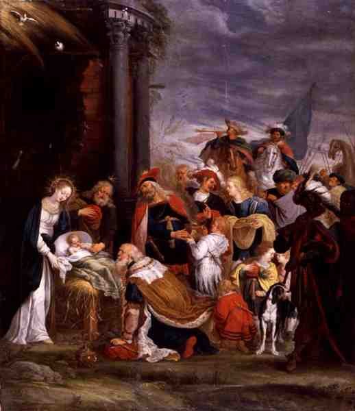 Pokłon Trzech Króli (olej na miedzi) autorstwa Cornelis de I Baellieur