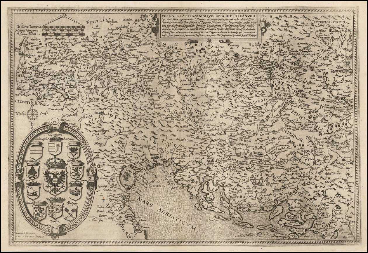 Mapa Dunaju z 1593 r. autorstwa Cornelisa de Jode autorstwa Cornelis de Jode