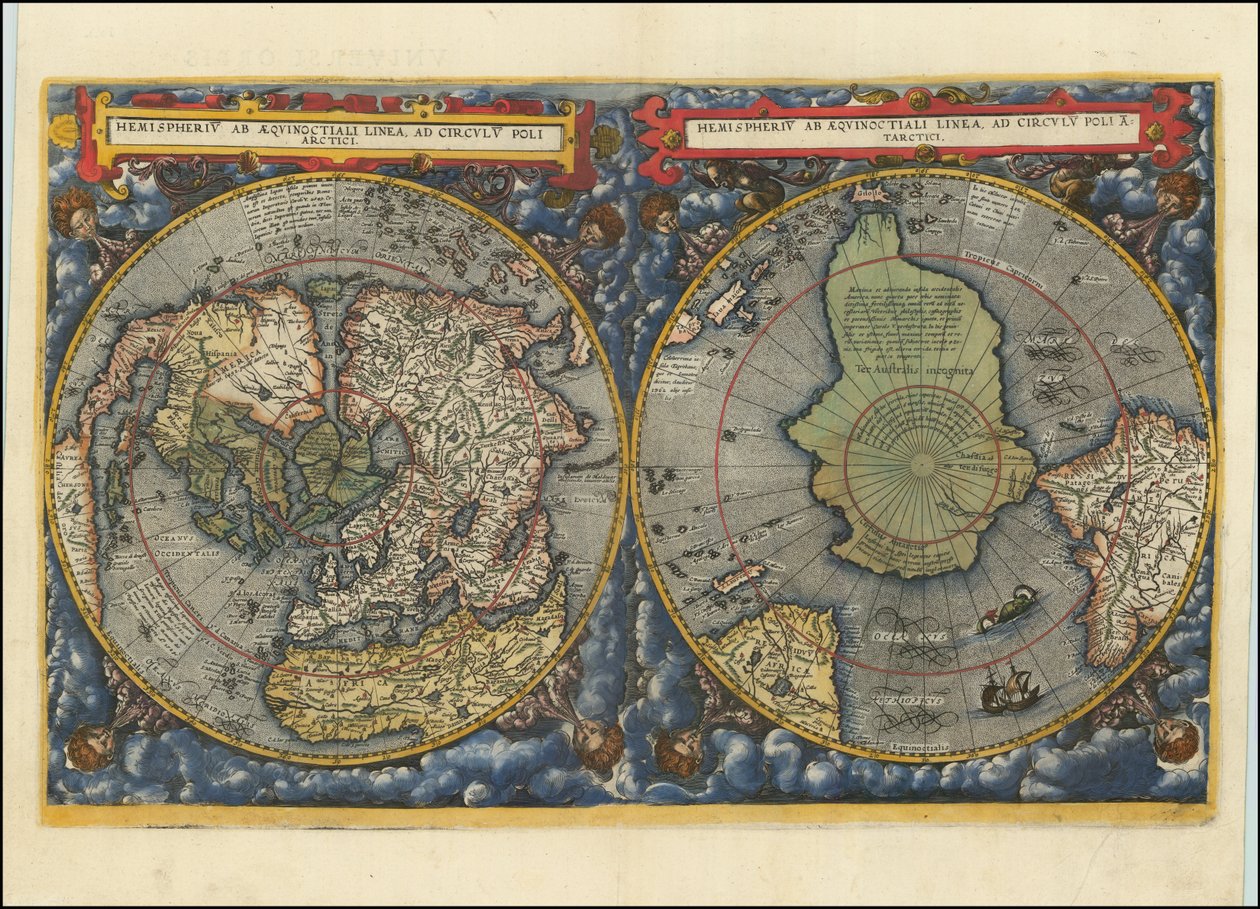 Hemispheriu ab Aequinoctiali Linea, ad Circulu Poli Arctici, 1593 r. autorstwa Cornelis de Jode