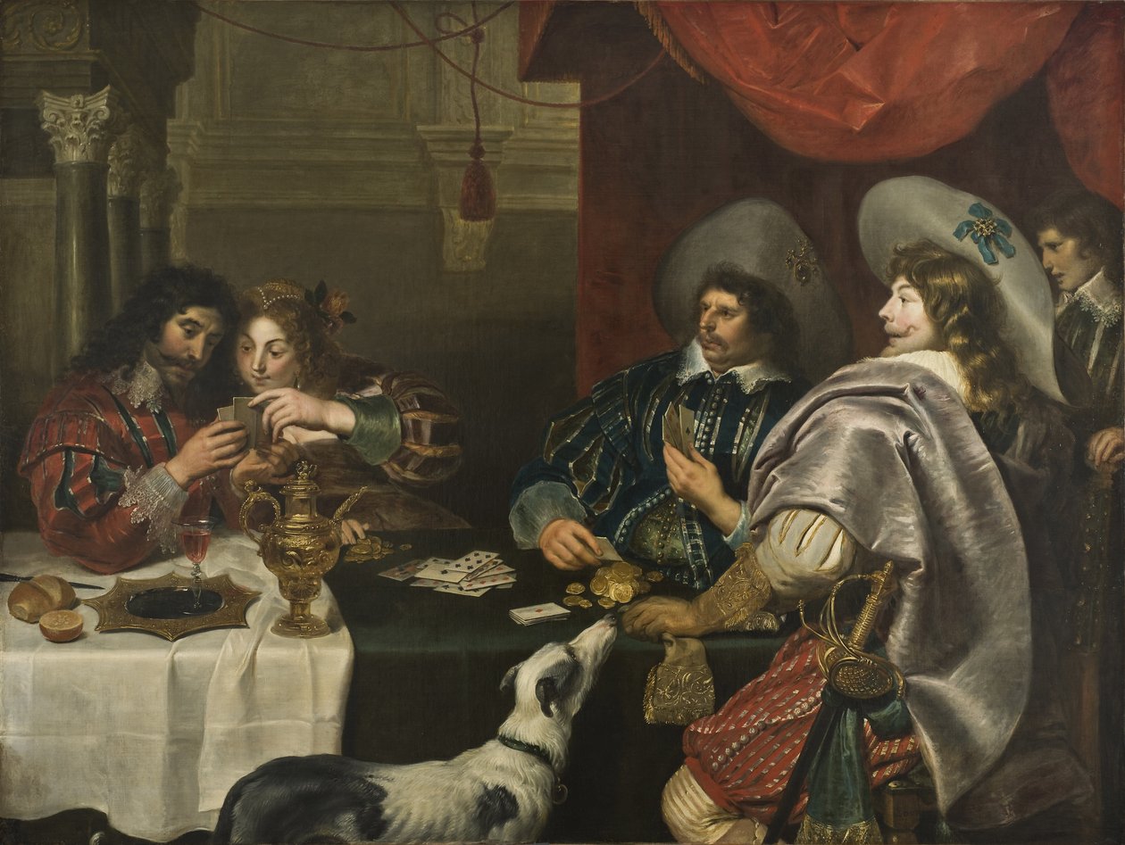 Gra karciana — gra karciana autorstwa Vos, Cornelis de (1584-1651). Olej na płótnie. Rozmiar: 171x228cm. Muzeum Narodowe w Sztokholmie autorstwa Cornelis de Vos