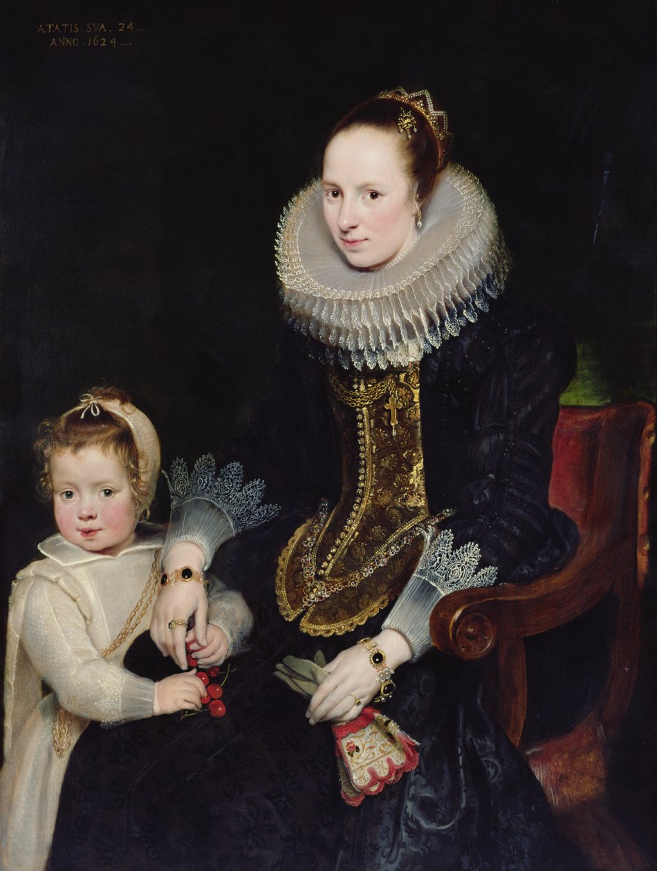 Portret damy i jej córki (olej na panelu) autorstwa Cornelis de Vos