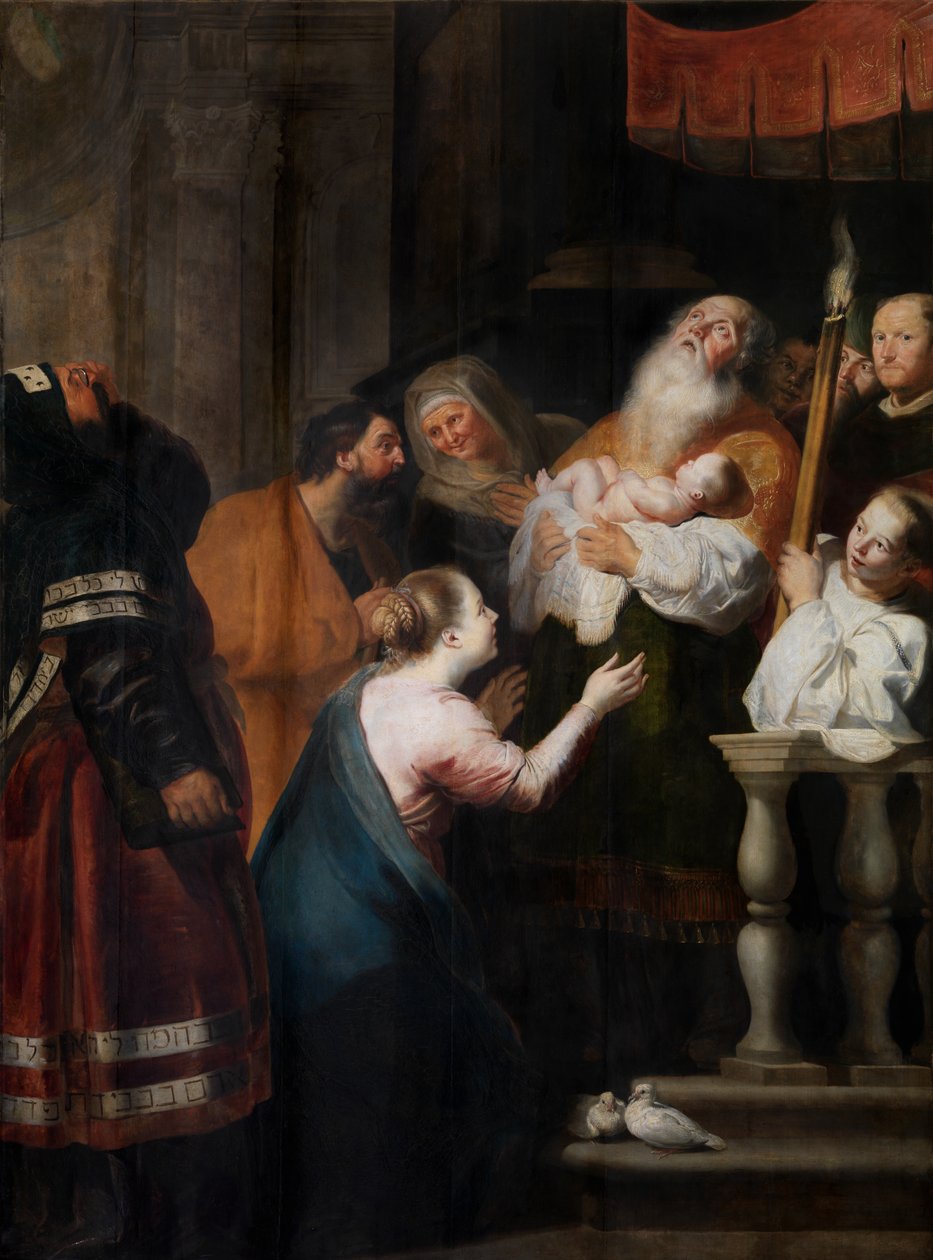 Oczyszczenie Ofiarowania w Świątyni (olej na desce) autorstwa Cornelis de Vos