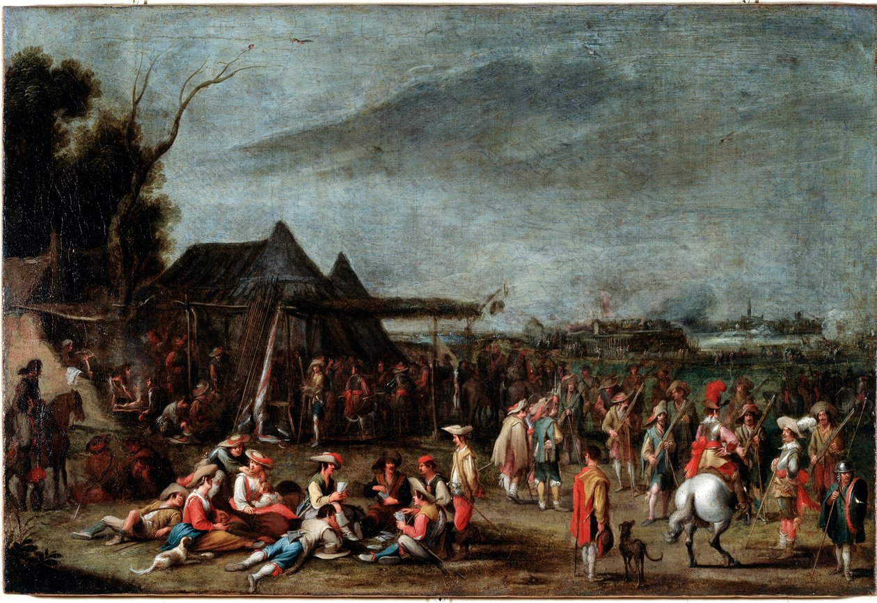 Biwak żołnierzy (biwak żołnierzy) Obraz Cornelisa De Waela (1592-1667) XVII wiek Dim 50x75 cm Genes, Musei di Strada Nuova (ex Palazzo Bianco) autorstwa Cornelis de Wael