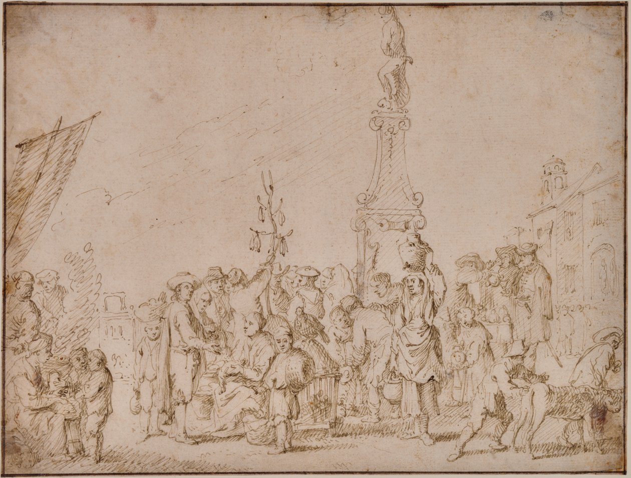Włoska scena targowa autorstwa Cornelis de Wael