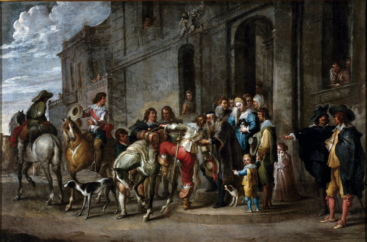 Przypowieść biblijna: „” Odejście syna marnotrawnego”” Obraz Cornelisa De Waela (1592-1667) (wew. flam.) 1630-1639 wym. 57x86 cm Geny, kolekcja prywatna autorstwa Cornelis de Wael