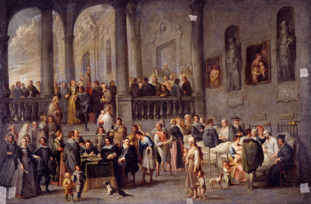 Odwiedzać chorych, z Siedmiu Uczynków Miłosierdzia, po 1625 r. autorstwa Cornelis de Wael