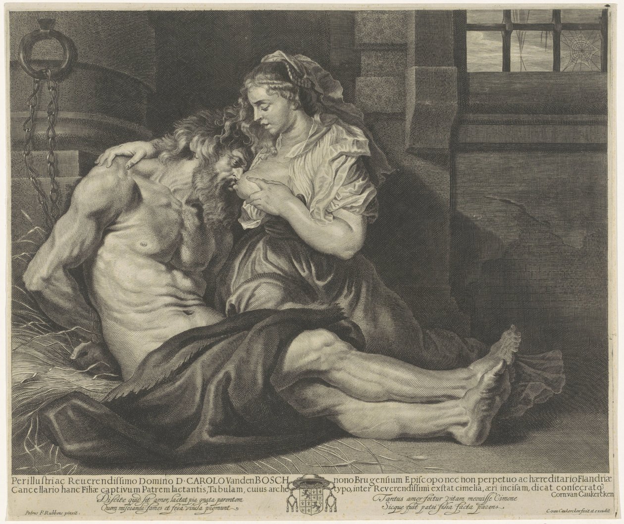 Cimon w Pero (Caritas Romana) autorstwa Cornelis van Caukercken