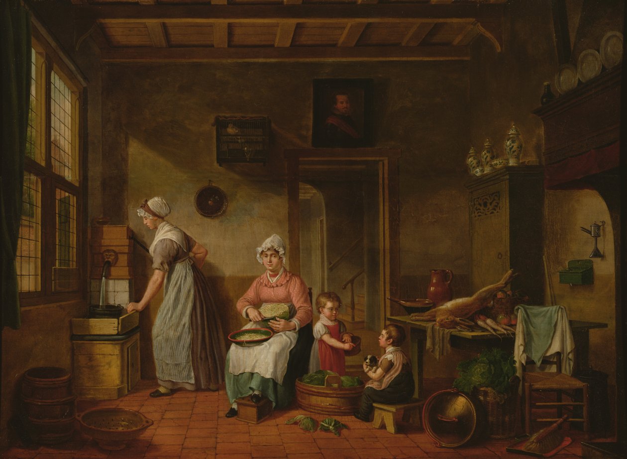 Wnętrze kuchni, 1820 autorstwa Cornelis van Cuylenburg