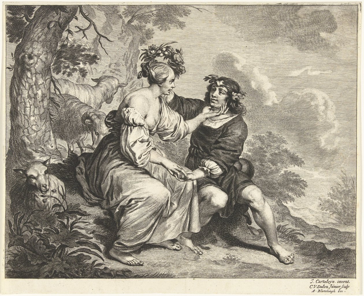 Pasterz i pasterka w krajobrazie autorstwa Cornelis van Dalen (II)