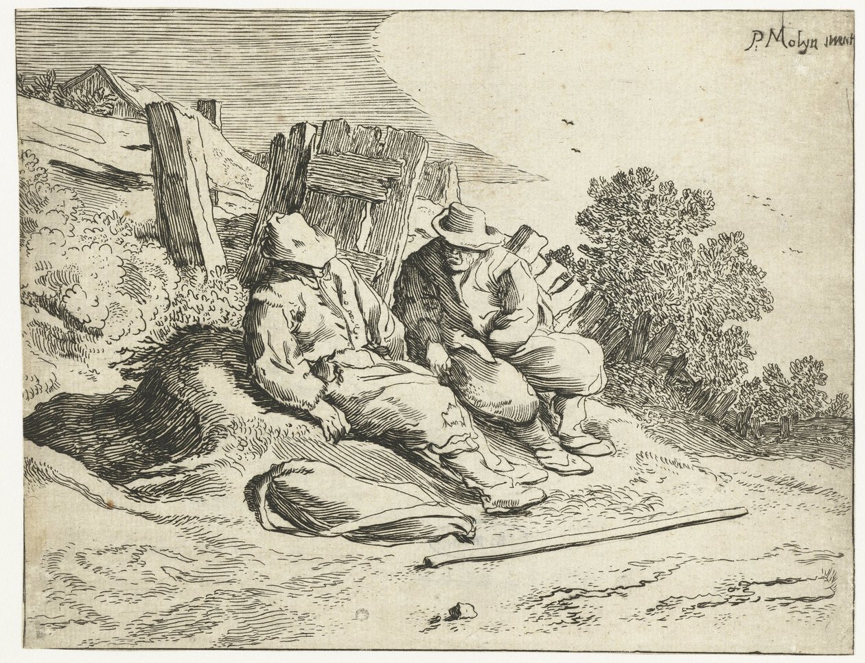 Rolnicy przy drodze Cztery krajobrazy (tytuł serii) autorstwa Cornelis van Kittensteyn (attributed to)