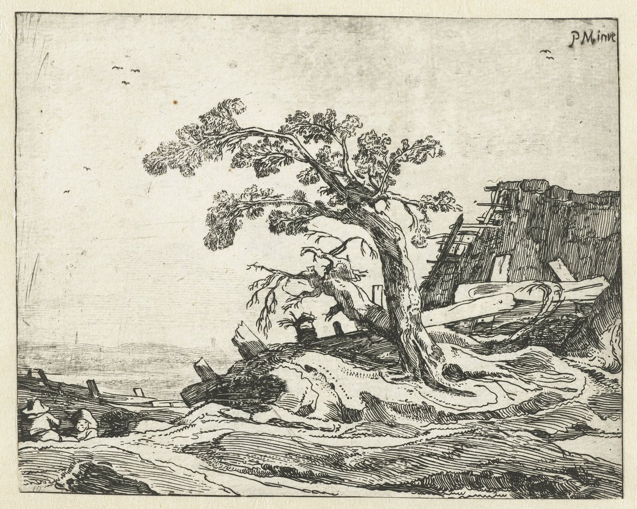 Krajobraz z drzewem Cztery krajobrazy (tytuł serii) autorstwa Cornelis van Kittensteyn (attributed to)