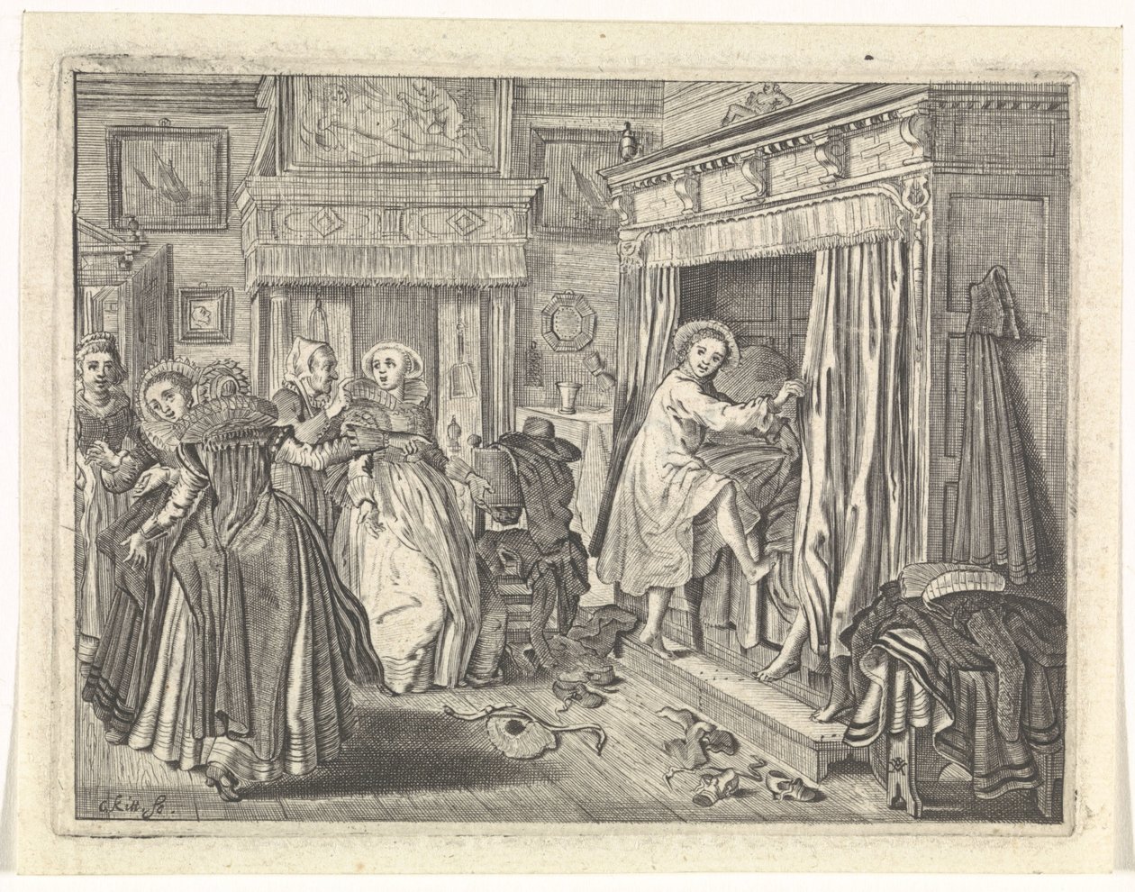 scena w sypialni autorstwa Cornelis van Kittensteyn