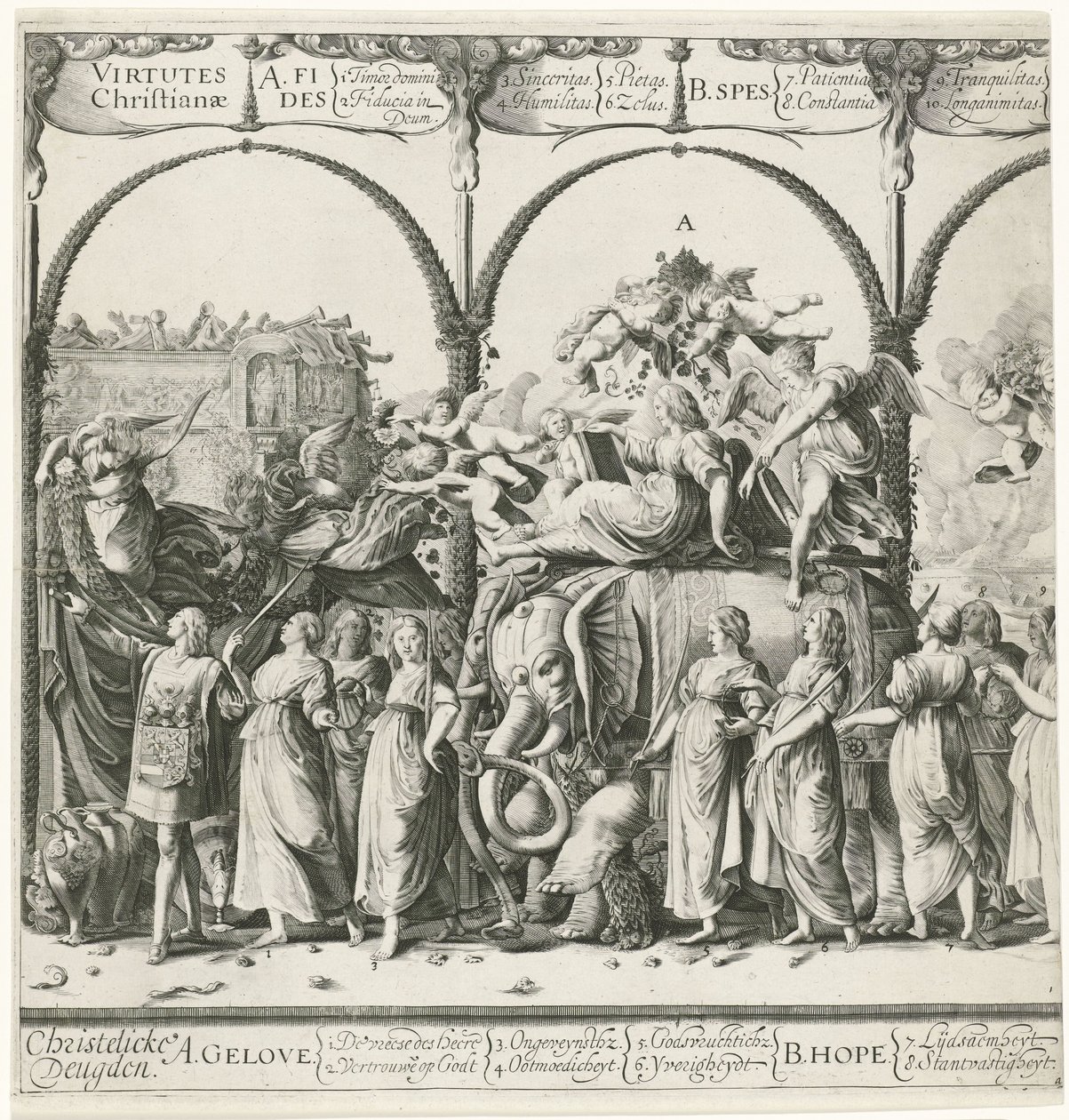 Triumfalna procesja Wilhelma Orańskiego, płyta a Currus triumphalis Illustris / Triumfalna procesja Wilhelma Orańskiego (tytuł serii) autorstwa Cornelis van Kittensteyn
