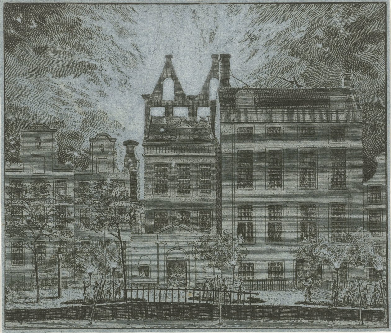 Pożar amsterdamskiego Schouwburga, 1772 autorstwa Cornelis van Noorde