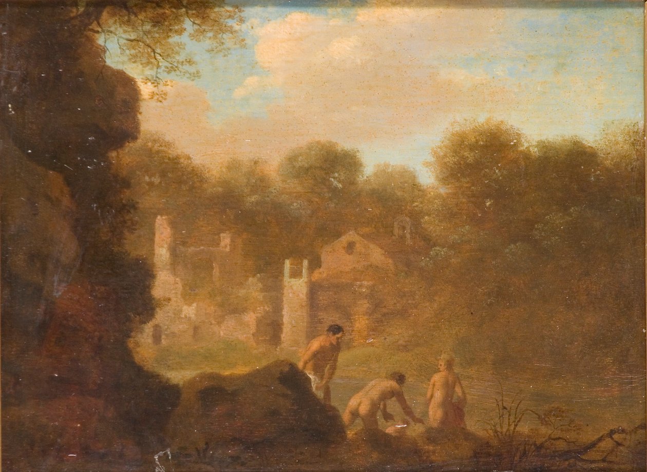 „Krajobraz z kąpielą nimf”, 1606-1667 autorstwa Cornelis van Poelenburgh