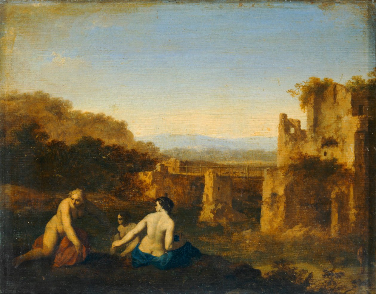 Kąpiący się w pobliżu starożytnych ruin ... autorstwa Cornelis van Poelenburgh or Poelenburch