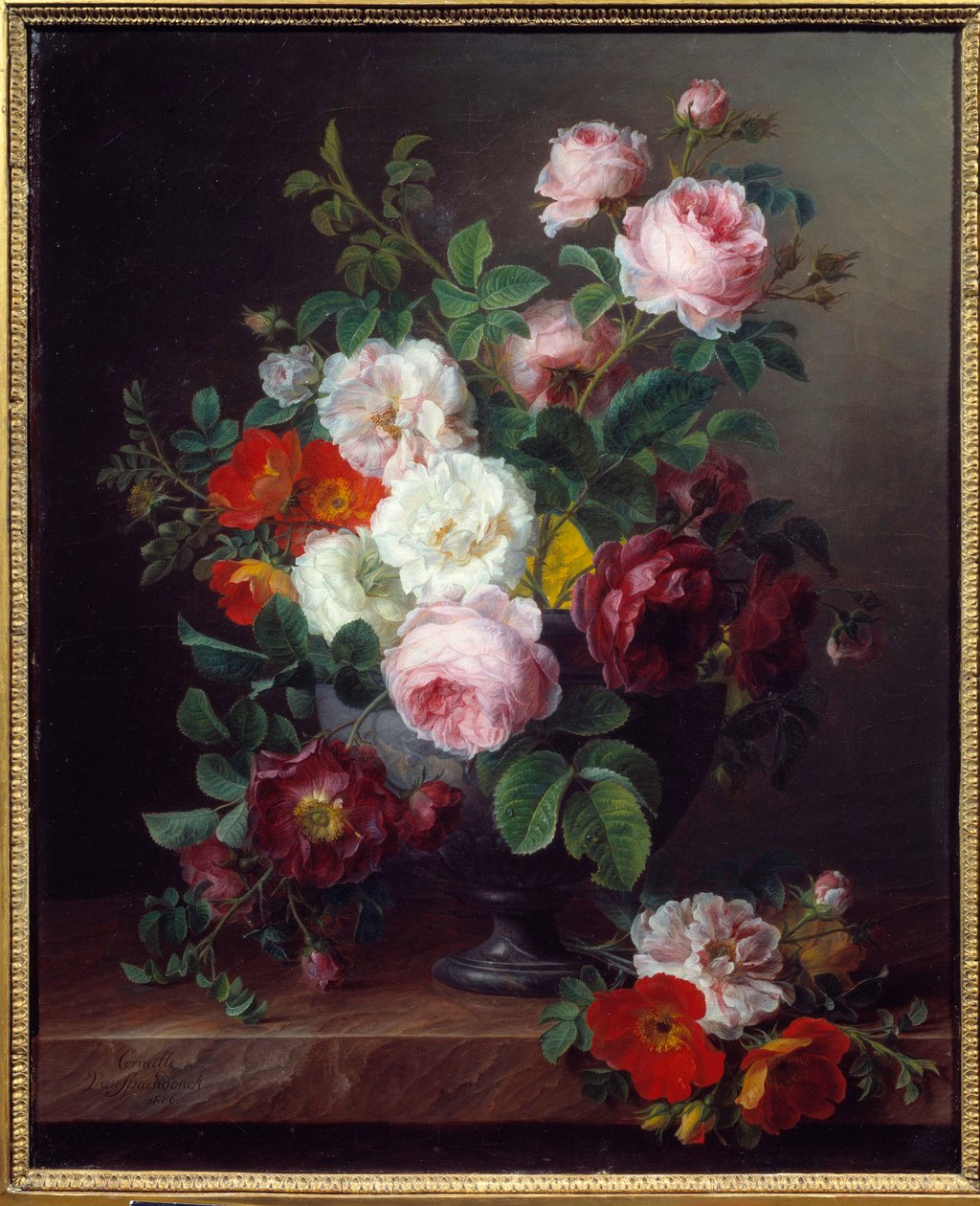 Obraz wazonu z kwiatami autorstwa Crow Van Spaendoncka (1756-1840) 1806 Lyon, Muzeum Sztuk Pięknych autorstwa Cornelis van Spaendonck
