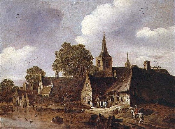 Wioska nad rzeką autorstwa Cornelis van Zwieten
