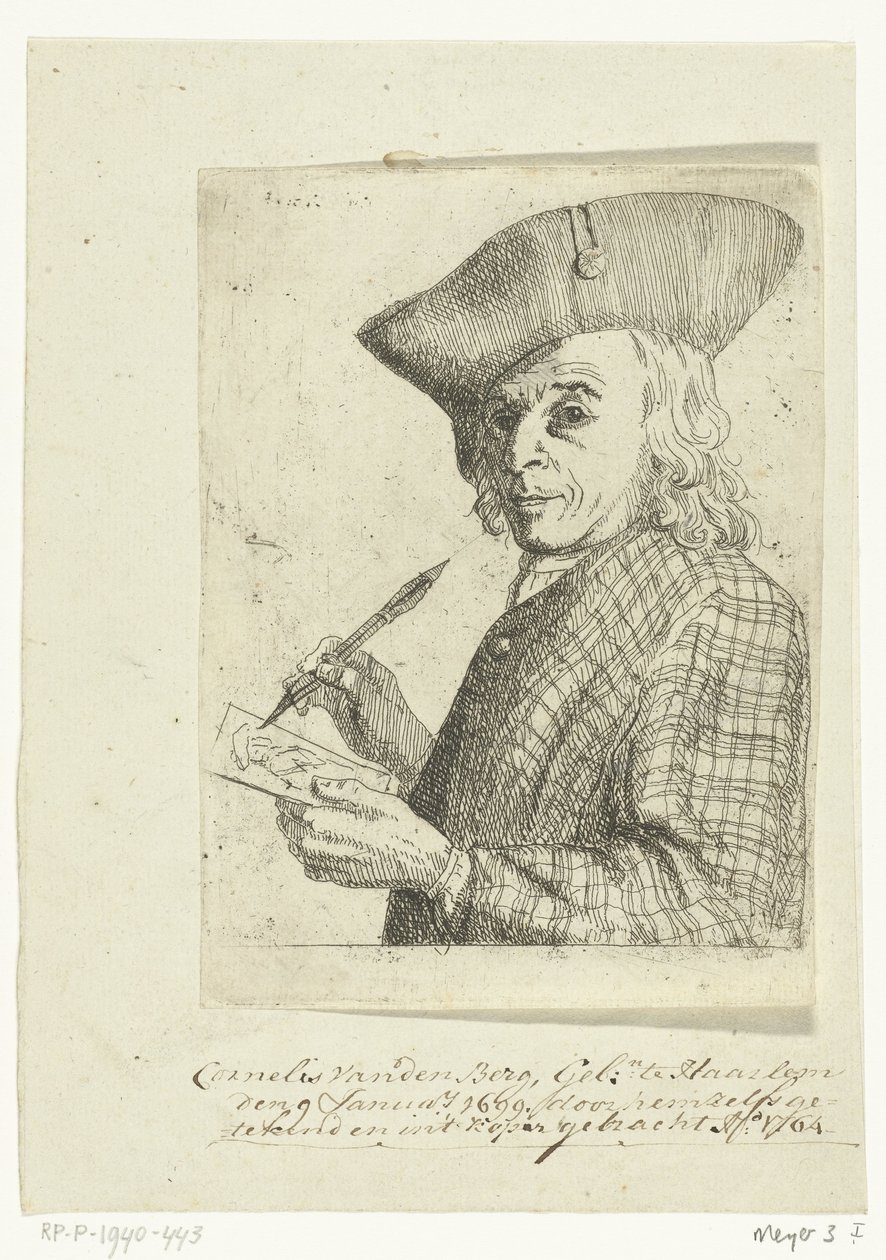 Autoportret z długopisem i rysunkiem autorstwa Cornelis van den Berg