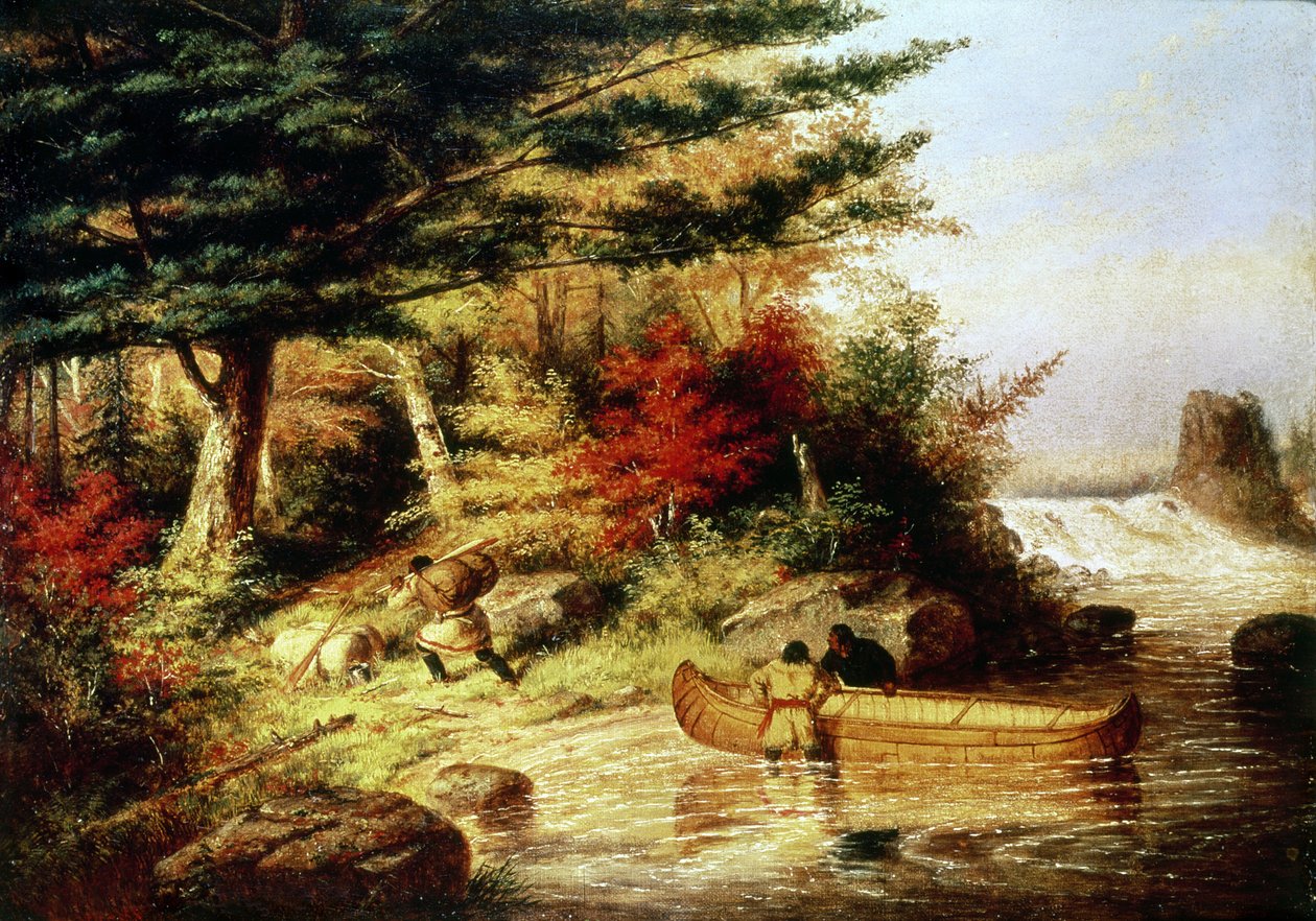 Indianie przewożący futra przez kanadyjskie pustkowia, 1858 autorstwa Cornelius Krieghoff