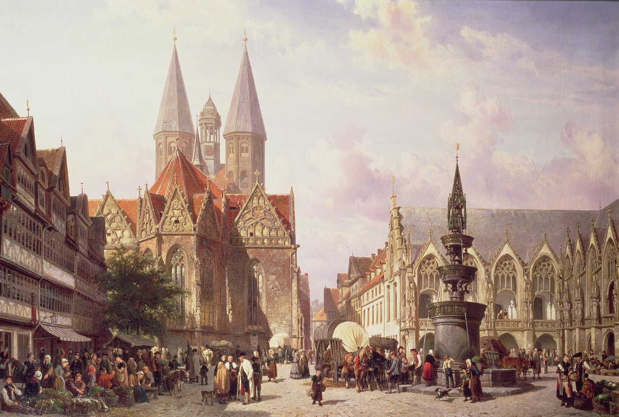 Scena targowa w Brunszwiku autorstwa Cornelis Springer