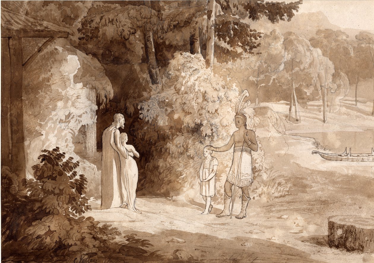 Ilustracja do Gertrudy z Wyoming, 1810 (tusz i ołówek na papierze) autorstwa Cornelius Varley