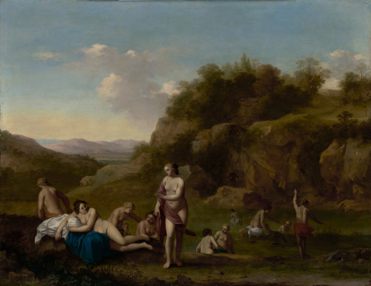 Krajobraz z aktami w kąpieliskach autorstwa Cornelis van Poelenburgh or Poelenburch