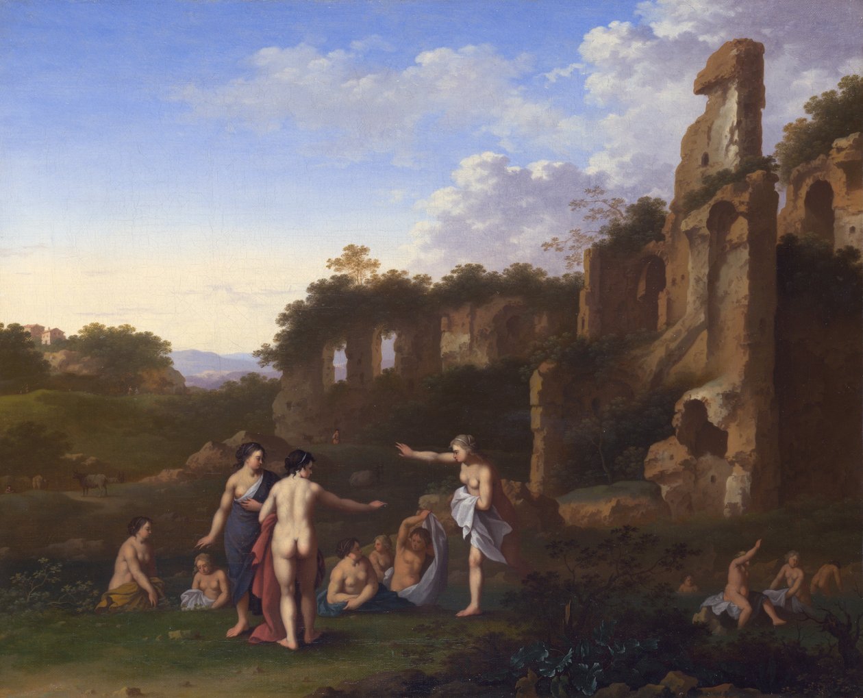 Kobiety kąpiące się w krajobrazie autorstwa Cornelis van Poelenburgh or Poelenburch
