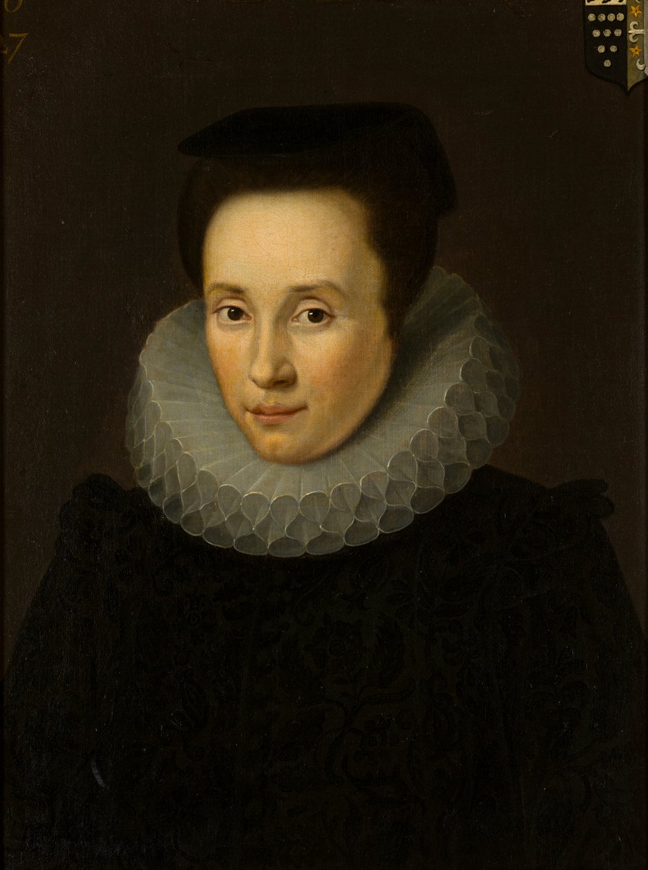Portret Elizabeth Helyar, pani John Bridgeman (1586-1636), ok. 1610-36 (olej na płótnie) autorstwa Cornelius (attr. to) Janssen van Ceulen