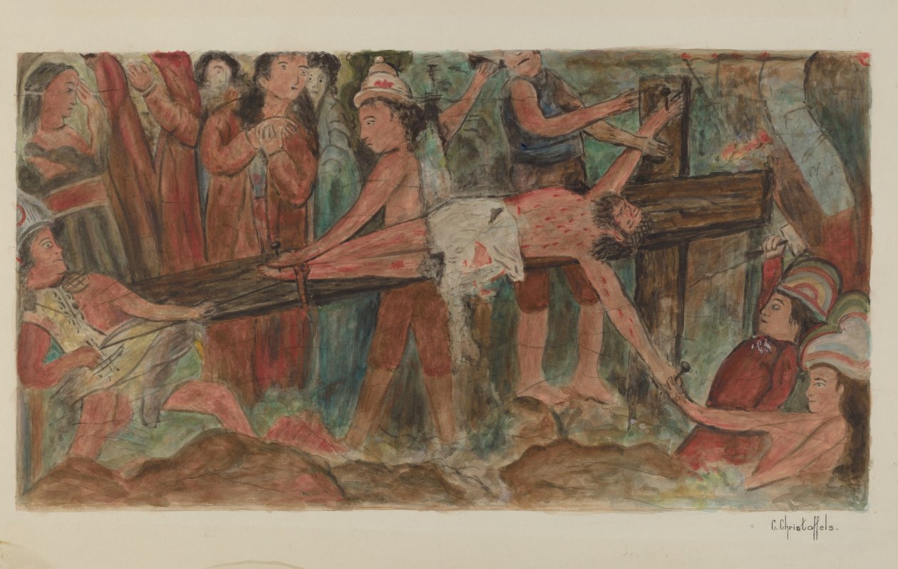Droga Krzyżowa nr 11. Jezus przybity do krzyża, 1941. autorstwa Cornelius Christoffels