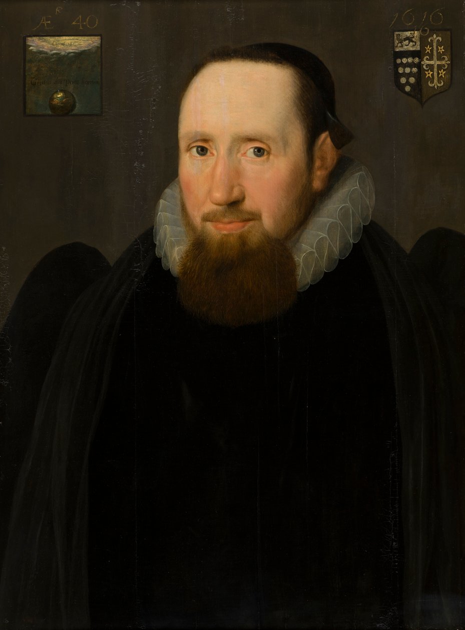 Portret dr Johna Bridgemana, biskupa Chester, c.1616 (olej na desce) autorstwa Cornelius I (attr.to) Johnson