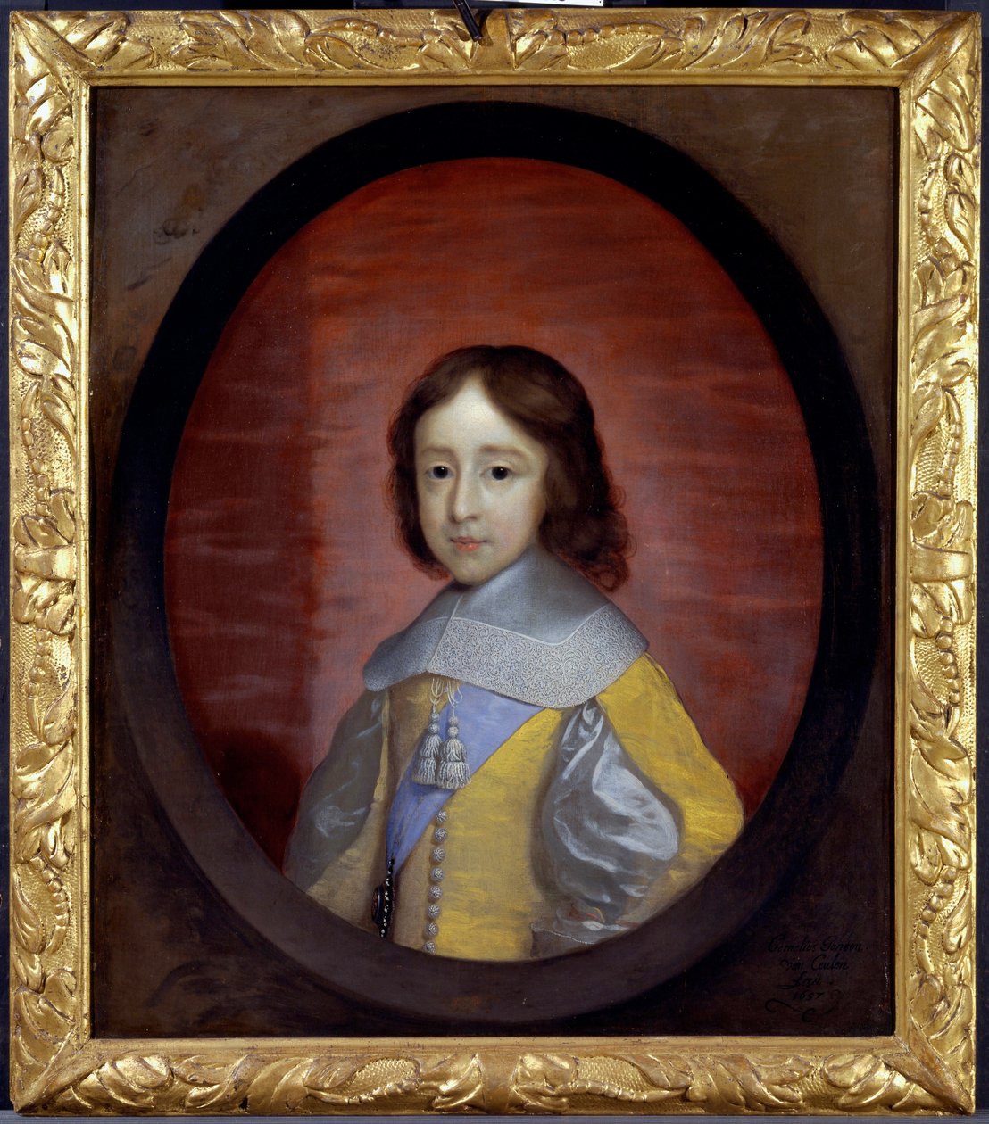 Portret Wilhelma III Orańskiego Nassau (1650-1702) (William III z Anglii), dziecko (William III, książę Orange, jako dziecko) - Obraz Cornelisa Janssensa van Ceulena (1593-1661), olej na drewnie autorstwa Cornelius Janssen van Ceulen