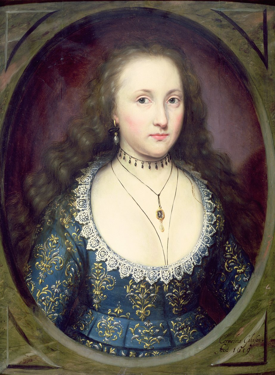 Portret damy zwanej Marią, hrabiny Pembroke, 1619 autorstwa Cornelius Janssen van Ceulen