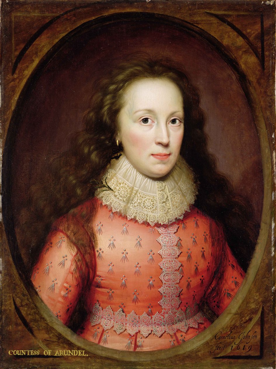 Portret kobiety, tradycyjnie określanej jako hrabina Arundel, 1619 autorstwa Cornelius Janssen van Ceulen