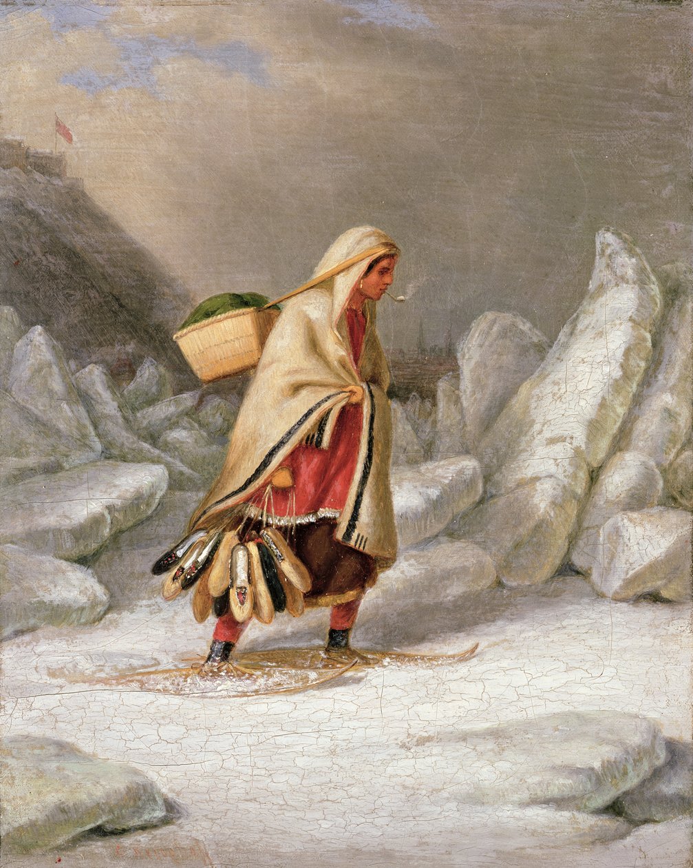 Hinduska w rakietach śnieżnych autorstwa Cornelius Krieghoff