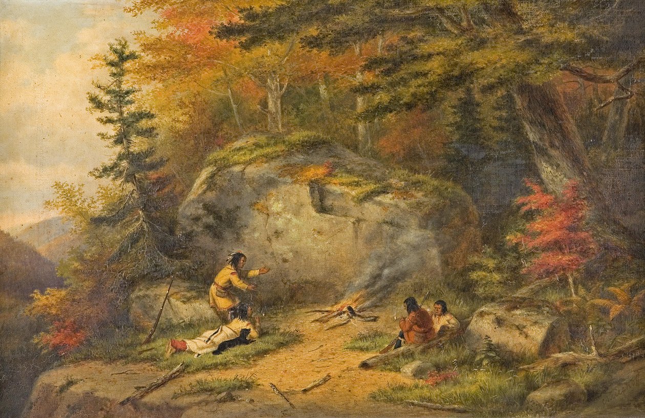"Jesień w zachodniej Kanadzie, Indianie Chippeway", obraz olejny Corneliusa Krieghoffa, 1865 r. autorstwa Cornelius Krieghoff