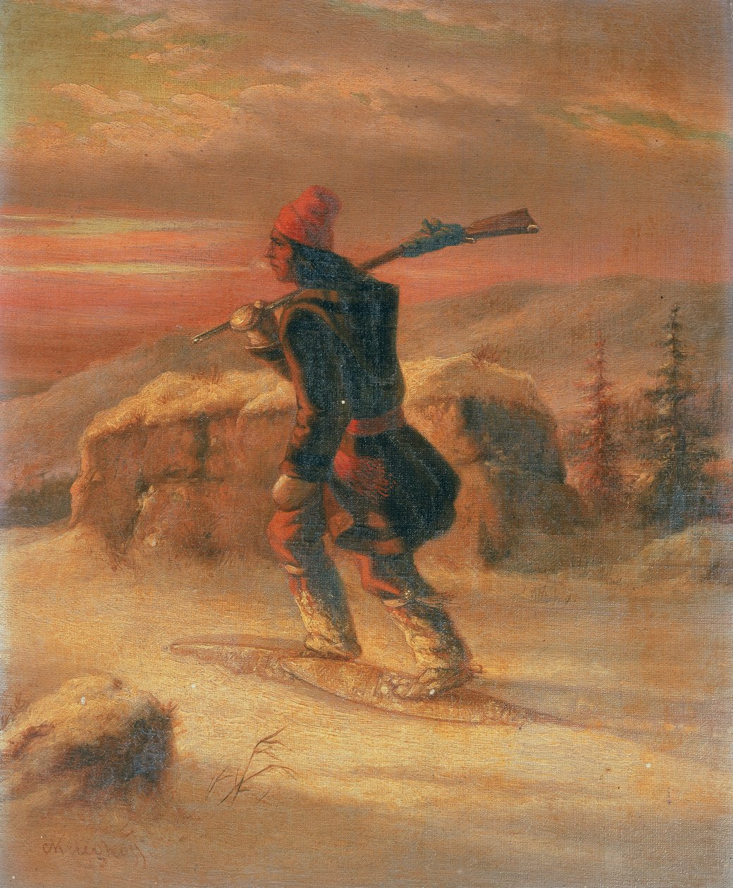 Indian Hunter w śniegu autorstwa Cornelius Krieghoff